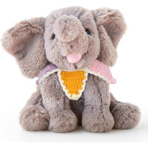 image:imageHopearl Adorable Plush Calf Elephant Toy with Colorful Knitted Bib Floppy Elephish Ultra Xmas Soft Stuffed Animal for Boys Girls Kids Toddlers Gray 9