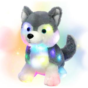 image:imageHopearl LED Musical Stuffed Puppy Lighting Up Singing Plush Dog Adjustable Volume Lullaby Animated Soothe Birthday Festival for Kids Toddler Girls White 14Husky DogLED no music
