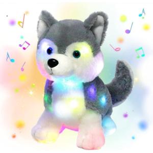 image:imageHopearl LED Musical Stuffed Puppy Lighting Up Singing Plush Dog Adjustable Volume Lullaby Animated Soothe Birthday Festival for Kids Toddler Girls White 14Husky DogLED  Music
