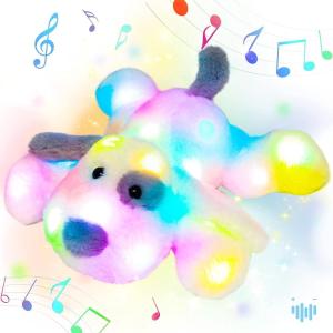 image:imageHopearl LED Musical Stuffed Puppy Lighting Up Singing Plush Dog Adjustable Volume Lullaby Animated Soothe Birthday Festival for Kids Toddler Girls White 14White PuppyLED  Music