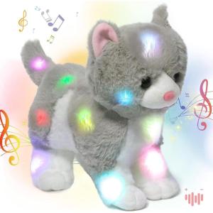 image:imageHopearl LED Musical Stuffed Puppy Lighting Up Singing Plush Dog Adjustable Volume Lullaby Animated Soothe Birthday Festival for Kids Toddler Girls White 14Gray CatLED  Music1