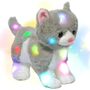 image:imageHopearl LED Musical Stuffed Puppy Lighting Up Singing Plush Dog Adjustable Volume Lullaby Animated Soothe Birthday Festival for Kids Toddler Girls White 14Gray CatLED no music