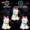 image:imageHopearl LED Plush Unicorn Lighting Up Stuffed Animal Floppy Night Lights Glow in The Dark Birthday Festival for Kids Toddler Girls Pink 16White UnicornLED no music1