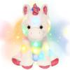 image:imageHopearl LED Plush Unicorn Lighting Up Stuffed Animal Floppy Night Lights Glow in The Dark Birthday Festival for Kids Toddler Girls Pink 16White UnicornLED no music1