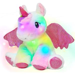image:imageHopearl LED Plush Unicorn Lighting Up Stuffed Animal Floppy Night Lights Glow in The Dark Birthday Festival for Kids Toddler Girls Pink 16Unicorn with WingLED no music
