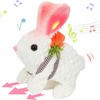 image:imageHopearl Walking Teddy Dog Interactive Electronic Pet Plush Toy Puppy Woof and Moving Animated Nodding Head Gifts for Toddlers Birthday Brown 7LED Ears Carrot BunnyWhite