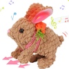 image:imageHopearl Walking Teddy Dog Interactive Electronic Pet Plush Toy Puppy Woof and Moving Animated Nodding Head Gifts for Toddlers Birthday Brown 7LED Ears Carrot BunnyBrown