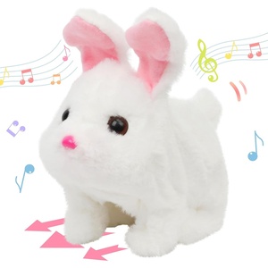 image:imageHopearl Walking Teddy Dog Interactive Electronic Pet Plush Toy Puppy Woof and Moving Animated Nodding Head Gifts for Toddlers Birthday Brown 7Chubby RabbitWhite