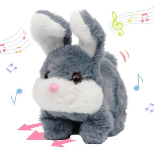 image:imageHopearl Walking Teddy Dog Interactive Electronic Pet Plush Toy Puppy Woof and Moving Animated Nodding Head Gifts for Toddlers Birthday Brown 7Chubby RabbitGray