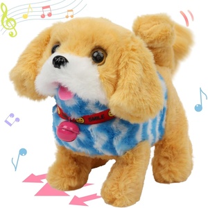 image:imageHopearl Walking Teddy Dog Interactive Electronic Pet Plush Toy Puppy Woof and Moving Animated Nodding Head Gifts for Toddlers Birthday Brown 7DogBlue Vest