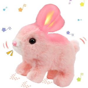 image:imageHopearl Walking Teddy Dog Interactive Electronic Pet Plush Toy Puppy Woof and Moving Animated Nodding Head Gifts for Toddlers Birthday Brown 7LED Ears BunnyPink