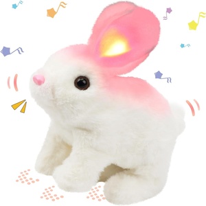 image:imageHopearl Walking Teddy Dog Interactive Electronic Pet Plush Toy Puppy Woof and Moving Animated Nodding Head Gifts for Toddlers Birthday Brown 7LED Ears BunnyWhite