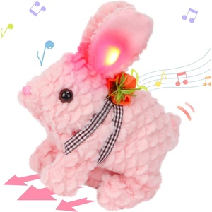 image:imageHopearl Walking Teddy Dog Interactive Electronic Pet Plush Toy Puppy Woof and Moving Animated Nodding Head Gifts for Toddlers Birthday Brown 7LED Ears Carrot BunnyPink