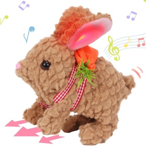 image:imageHopearl Walking Teddy Dog Interactive Electronic Pet Plush Toy Puppy Woof and Moving Animated Nodding Head Gifts for Toddlers Birthday Brown 7LED Ears Carrot BunnyBrown