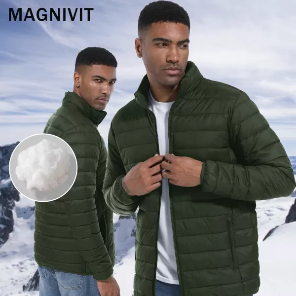 MAGINVIT Mens Puffer Jackets Lightweight Warm Windproof Coat WaterRepellent Windbreaker Quilted Jacket Winter Fall SpringArmy Green