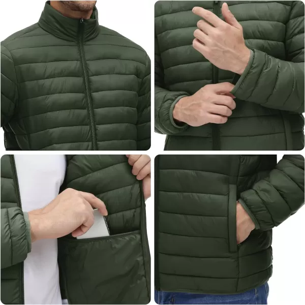 MAGINVIT Mens Puffer Jackets Lightweight Warm Windproof Coat WaterRepellent Windbreaker Quilted Jacket Winter Fall SpringArmy Green