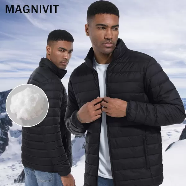 MAGINVIT Mens Puffer Jackets Lightweight Warm Windproof Coat WaterRepellent Windbreaker Quilted Jacket Winter Fall SpringBlack