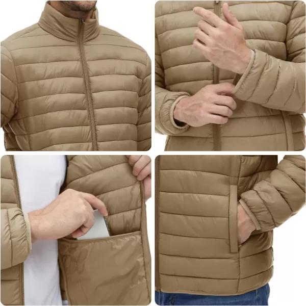 MAGINVIT Mens Puffer Jackets Lightweight Warm Windproof Coat WaterRepellent Windbreaker Quilted Jacket Winter Fall SpringKhaki