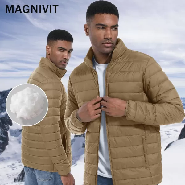 MAGINVIT Mens Puffer Jackets Lightweight Warm Windproof Coat WaterRepellent Windbreaker Quilted Jacket Winter Fall SpringKhaki