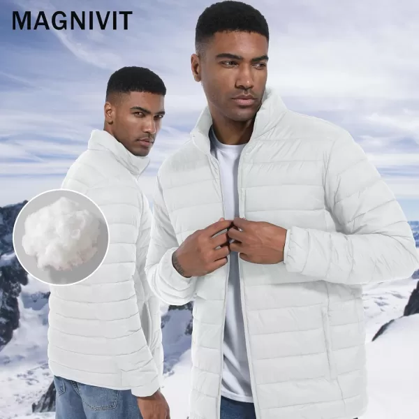 MAGINVIT Mens Puffer Jackets Lightweight Warm Windproof Coat WaterRepellent Windbreaker Quilted Jacket Winter Fall SpringWhite