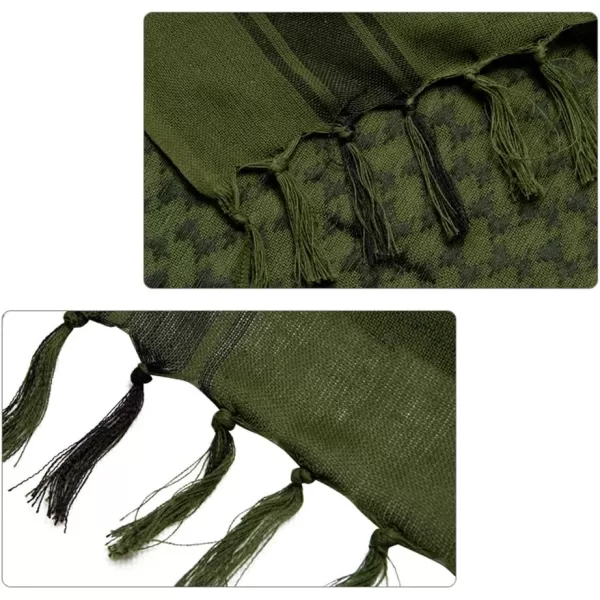 MAGNIVIT Cotton Keffiyeh Tactical Desert Scarf Wrap Shemagh Head Neck Arab ScarfArmy Green