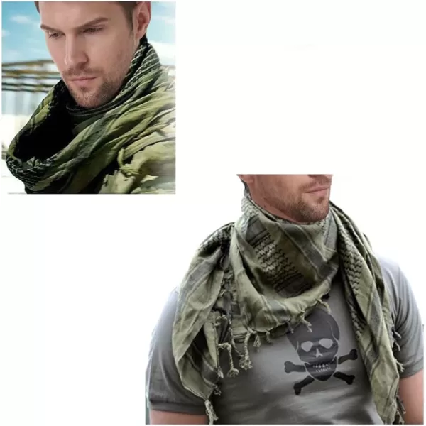 MAGNIVIT Cotton Keffiyeh Tactical Desert Scarf Wrap Shemagh Head Neck Arab ScarfArmy Green