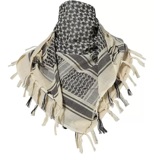 MAGNIVIT Cotton Keffiyeh Tactical Desert Scarf Wrap Shemagh Head Neck Arab ScarfBeige