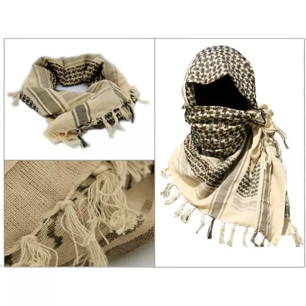 MAGNIVIT Cotton Keffiyeh Tactical Desert Scarf Wrap Shemagh Head Neck Arab ScarfBeige