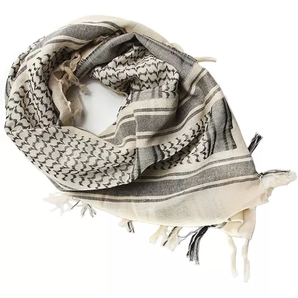 MAGNIVIT Cotton Keffiyeh Tactical Desert Scarf Wrap Shemagh Head Neck Arab ScarfBeige