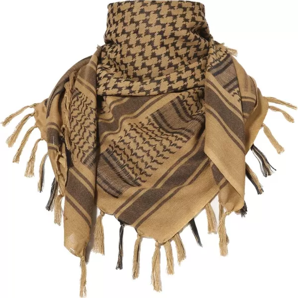 MAGNIVIT Cotton Keffiyeh Tactical Desert Scarf Wrap Shemagh Head Neck Arab ScarfCoyote Brown