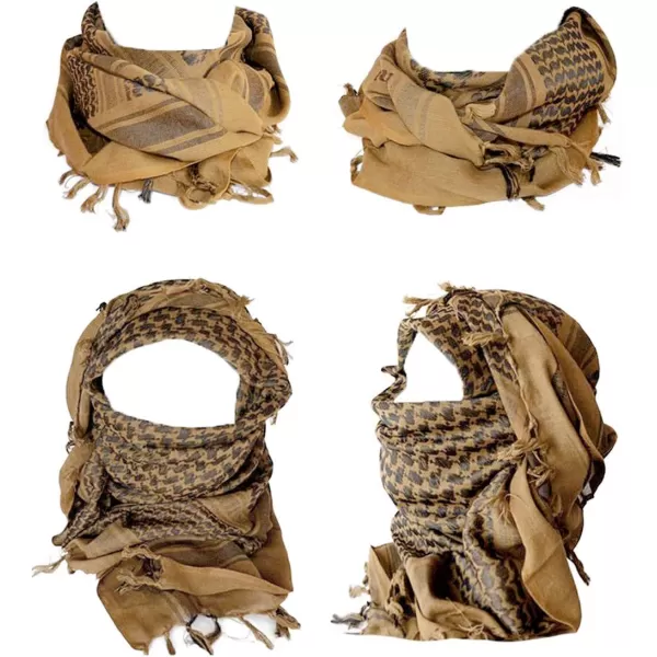 MAGNIVIT Cotton Keffiyeh Tactical Desert Scarf Wrap Shemagh Head Neck Arab ScarfCoyote Brown