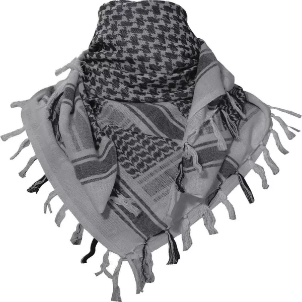 MAGNIVIT Cotton Keffiyeh Tactical Desert Scarf Wrap Shemagh Head Neck Arab ScarfGrey