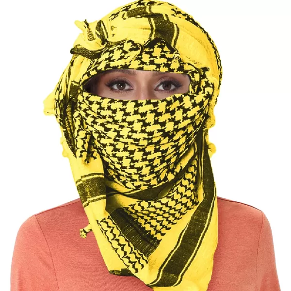 MAGNIVIT Cotton Keffiyeh Tactical Desert Scarf Wrap Shemagh Head Neck Arab ScarfYellow