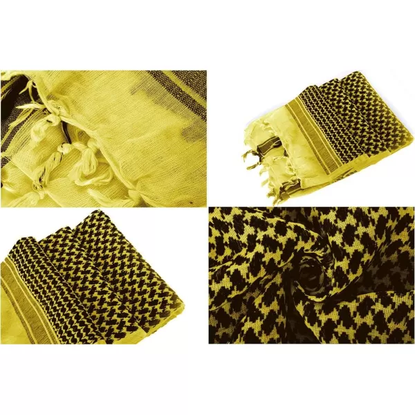 MAGNIVIT Cotton Keffiyeh Tactical Desert Scarf Wrap Shemagh Head Neck Arab ScarfYellow