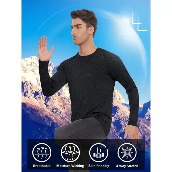 MAGNIVIT Long Sleeve Shirts for Men UPF 50 Rash Guard Shirt Running Swimming Fishing Quick Dry Outdoor Performance TopBlack