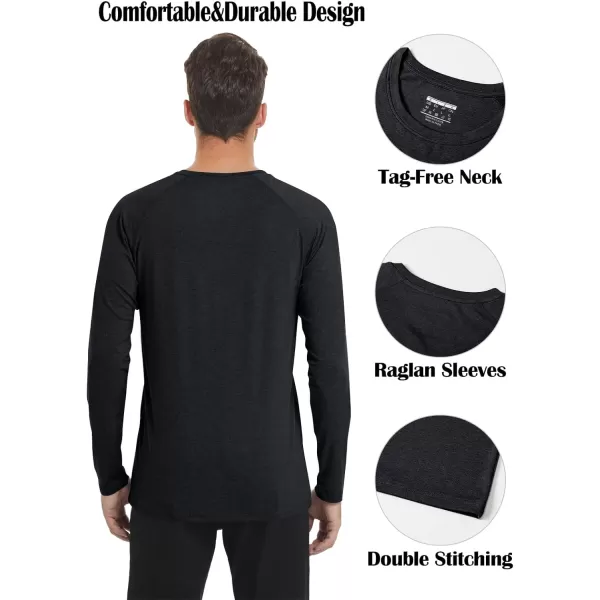 MAGNIVIT Long Sleeve Shirts for Men UPF 50 Rash Guard Shirt Running Swimming Fishing Quick Dry Outdoor Performance TopBlack