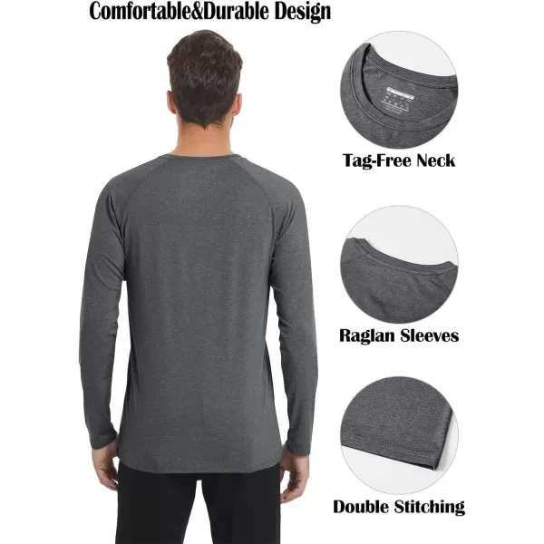 MAGNIVIT Long Sleeve Shirts for Men UPF 50 Rash Guard Shirt Running Swimming Fishing Quick Dry Outdoor Performance TopDark Grey