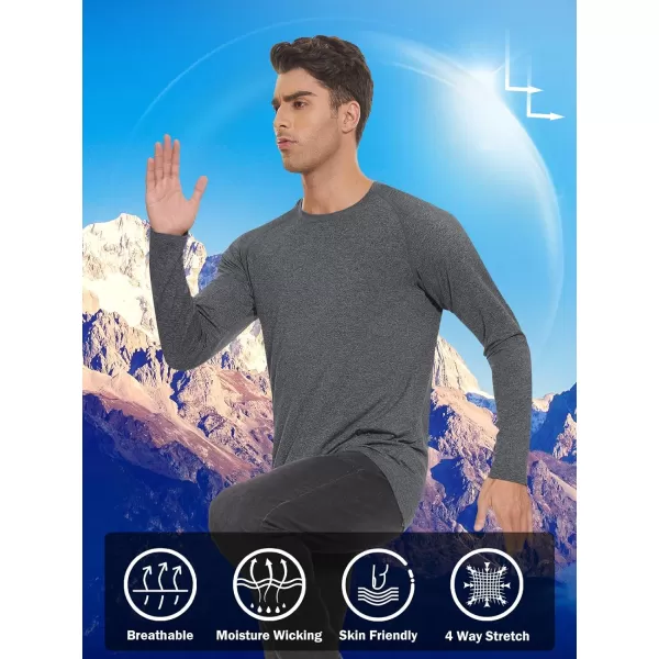 MAGNIVIT Long Sleeve Shirts for Men UPF 50 Rash Guard Shirt Running Swimming Fishing Quick Dry Outdoor Performance TopDark Grey