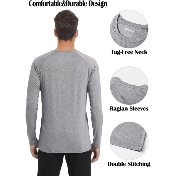 MAGNIVIT Long Sleeve Shirts for Men UPF 50 Rash Guard Shirt Running Swimming Fishing Quick Dry Outdoor Performance TopLight Gray