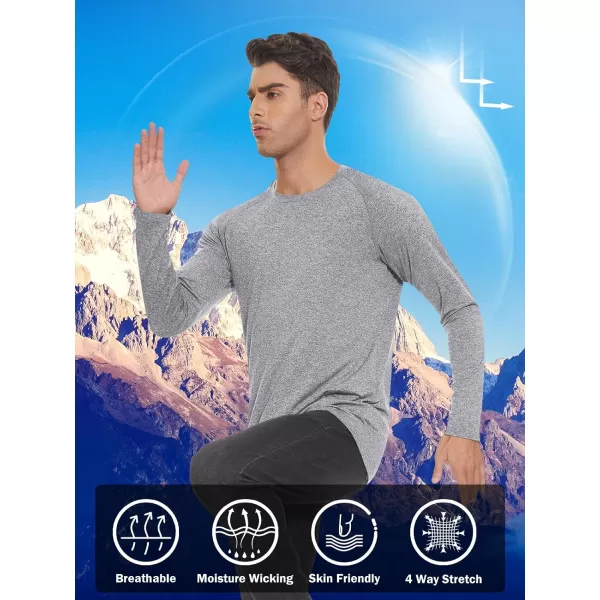 MAGNIVIT Long Sleeve Shirts for Men UPF 50 Rash Guard Shirt Running Swimming Fishing Quick Dry Outdoor Performance TopLight Gray