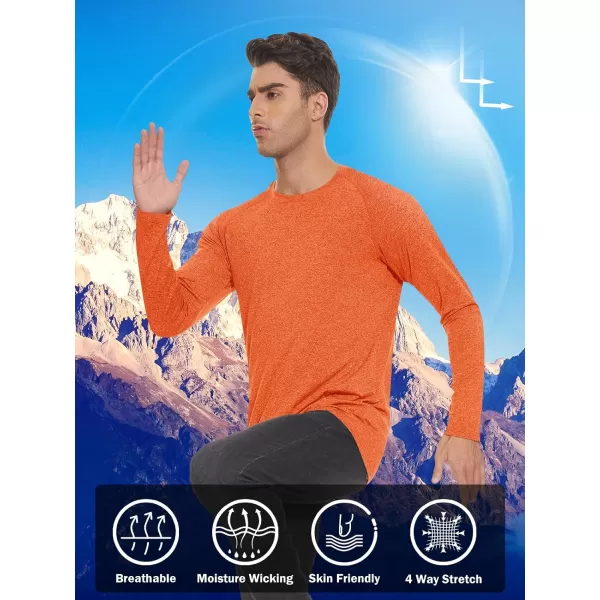 MAGNIVIT Long Sleeve Shirts for Men UPF 50 Rash Guard Shirt Running Swimming Fishing Quick Dry Outdoor Performance TopOrange