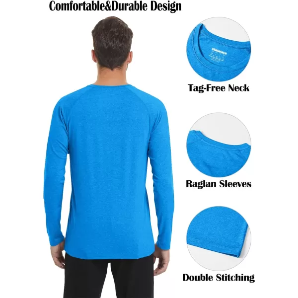 MAGNIVIT Long Sleeve Shirts for Men UPF 50 Rash Guard Shirt Running Swimming Fishing Quick Dry Outdoor Performance TopSea Blue