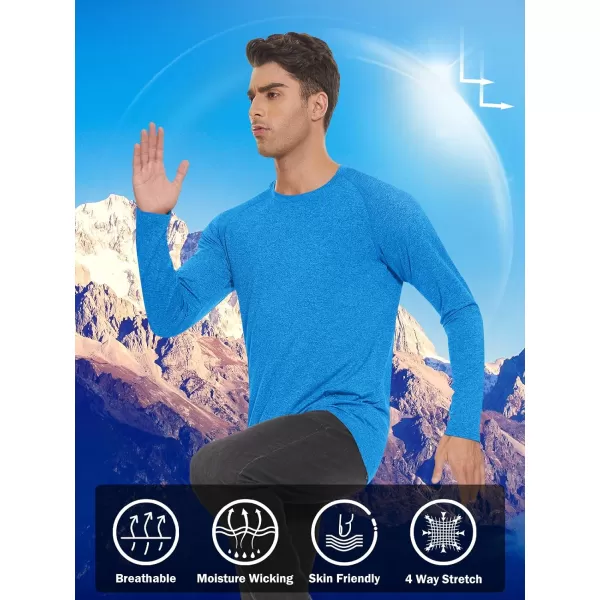 MAGNIVIT Long Sleeve Shirts for Men UPF 50 Rash Guard Shirt Running Swimming Fishing Quick Dry Outdoor Performance TopSea Blue