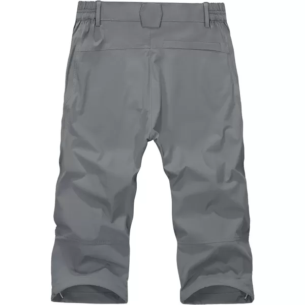 MAGNIVIT Mens 34 Capri Pants Below Knee Quick Dry Lightweight Hiking Cargo Long ShortsNo BeltGrey