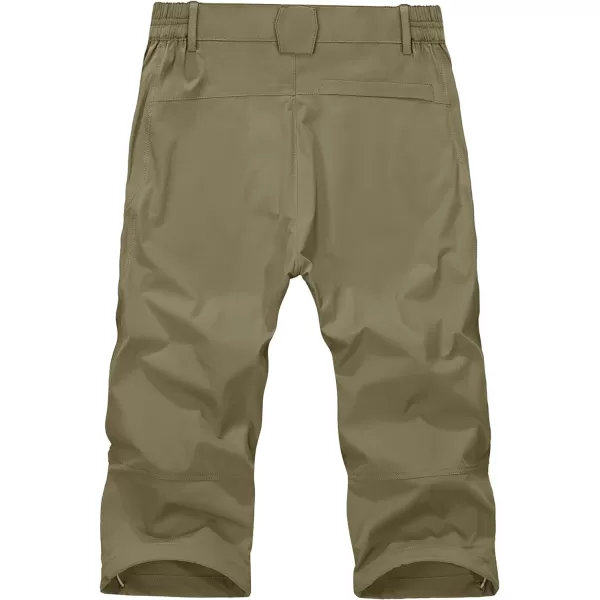 MAGNIVIT Mens 34 Capri Pants Below Knee Quick Dry Lightweight Hiking Cargo Long ShortsNo BeltKhaki