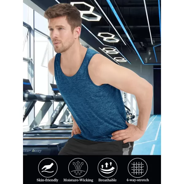 MAGNIVIT Mens Activewear Tank Tops Sleeveless Training Workout Shirts Quick Dry Muscle Bodybuilding Running Gym T ShirtMedium Blue