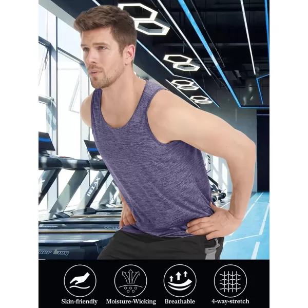 MAGNIVIT Mens Activewear Tank Tops Sleeveless Training Workout Shirts Quick Dry Muscle Bodybuilding Running Gym T ShirtViolet