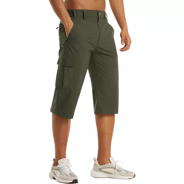 MAGNIVIT Mens Cargo Shorts with 5 Pockets 34 Below Knee Hiking Mountain Bike ShortsArmy Green