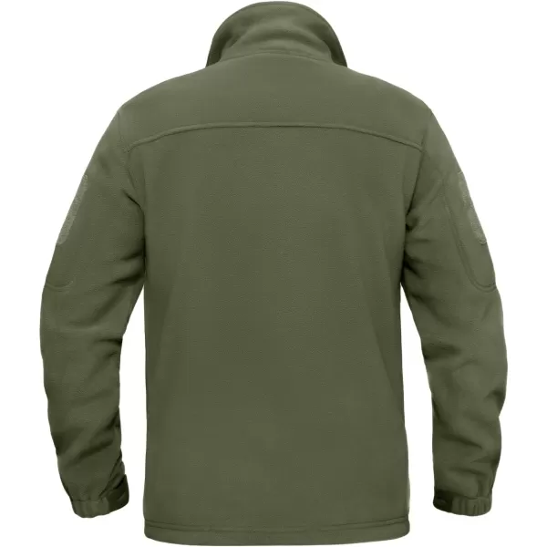 MAGNIVIT Mens Full Zip Tactical Fleece Jacket Fall Winter Windproof Soft Polar Coats with 5 Zip PocketsArmy Green