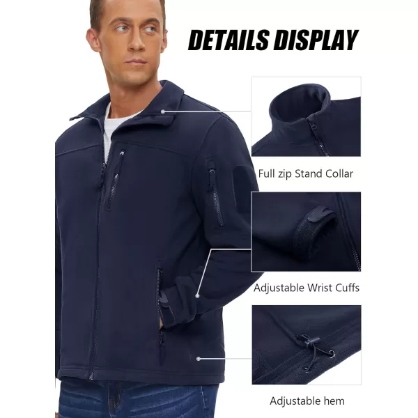 MAGNIVIT Mens Full Zip Tactical Fleece Jacket Fall Winter Windproof Soft Polar Coats with 5 Zip PocketsNavy Blue